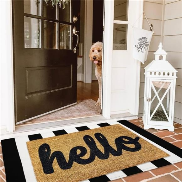Black and White Striped Rug 2.3'x3.6' Indoor Outdoor Rugs Front Door Mat - Picture 1 of 6
